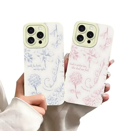 NBCDSUJ 2 Pack Christian Jesus Bible Verses Flower Phone Case for iPhone 13 Pro Max Case Floral Pattern Shockproof Soft Protective for Women Men Phone Cover Funda for iPhone 13 Pro Max 6.7 Inch