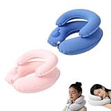 enorfume Double-Layer Inflatable Travel Neck Pillow, Portable Press-to-inflate Air Pillow for Headrest Sleep, Car, Office Use, Adjustable U-Shape Airplane Pillows for Flights (2-A)