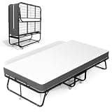 Oakcloud 75" × 38" Folding Bed with Mattress, Small Single Size Foldable Bed for Adults, Portable Cot with 5-inch Thick Memory Foam Mattress and Metal Frame, Space Saving Fold Up Beds, Easy Storage