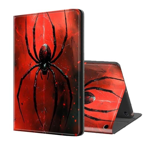 ETLKJVBL for Fire HD 8/ HD8 Plus Tablet Case (12th/10th Gen, 2024/2022/2020), Auto Sleep/Wake, Spider in Red Background Multiple Angles Viewing Folio Stand Case for Amazon Fire HD 8