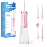 LINKEVAP Water Flosser for Teeth Pick,360ML Rechargeable Travel Oral Irrigator Cleaner,IPX7 Waterproof Daily Dental Care Machine for Home (Pink)