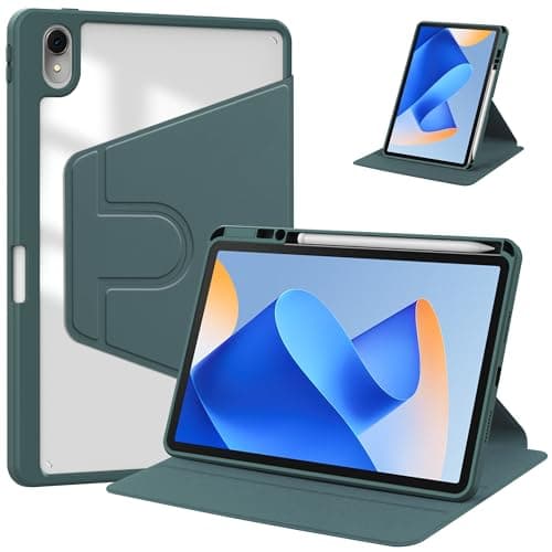 PREDCFVY Rotating Case for Huawei MatePad 11 (2021/2023 Release) – with Pencil Holder, Clear Hard Back Cover, 360° Stand & Auto Wake/Sleep(Green)