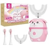 CARISUE Kids Electric Toothbrush, U Shaped Auto Brush Design 2-7 Age Pink