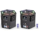 2 Pack 700W Upgraded Hexagon Stage Machine with 42 * 0.2W LED Ambient, DMX512 & Remote Controlled Stage Machine, Stage Equipment for Wedding Musical Show, Outdoor, Ending Ceremony，Black