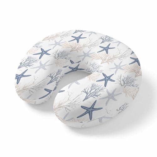 ZFUNCING Travel Pillows U-Shaped Neck Pillow Summer Blue Starfish Gradient Coral Ergonomic Memory Foam Pillow Head Cushion,Underwater World Soft Portable Neck Pillows for Office Airplane Car Train