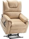 Dual Motor Power Lift Recliner Chair with Heat and Massage Footrest Classic Leather Heavy Duty Recliner Chair for Adults Living Room Bedroom Furniture