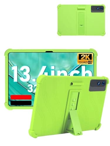 for JJGJ P90 (13.4 Inch) Android 16 Tablet Protective case, Shockproof Lightweight Silicone Protective Cover with Stand, Child-Friendly Protection, Easy to Clean Design, Green.