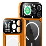 CSYDMIH Phone Case for iPhone 16 pro max case Cellular Phone Case 1.85 Inch Smart Display, 2026 New Tech Rechargeable and Syncs with Phone Photography, Music (Orange)
