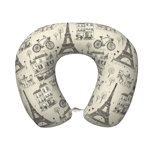 Qewfoju Neck Pillows for Sleeping Memory Foam Travel Pillows U Shaped Travel Neck Pillow Soft Headrest Pillow Suitable for Planes Car Office - Romantic Travel in Paris 2
