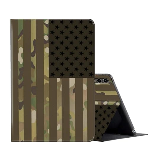 FUYOCWE for Samsung Galaxy Tab S10 Plus Case & Galaxy Tab S9+/S9 FE Plus Case 12.4" Tablet- Slim Shockproof Shell PU Leather Folio Stand Cover w/Auto Sleep Wake -USA Flag Camouflage