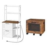 HOOBRO File Cabinet and File Cabinet Bundle, Home Office File Basket with Drawer for A4, 2 Drawer Office Storage Cabinet fits Letter/A4 Size, BF11WJ01G1-WH74UWJ01