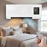 2 in 1 Wall Mounted Heater and Cooling Fan, 1800w Portable Ductless Air Conditioner, Smart Ac Heater Combo with Touchscreen & Remote for Kitchen Office Bedroom, 110v Yellow White