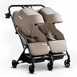 Mompush Lithe Double Stroller for Infant and Toddler, Lightweight Side by Side Twin Stroller, Only 25 lbs, 30-Inch Slim Fit Through Doorways, One-Step Fold, Independent Recline, UPF 50+ Canopy
