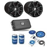 2 Kicker CWTB82 8" Loaded Tube Subwoofer Enclosures + NVX VADM2 v2 600W RMS 2-Channel Amplifier Bundle with 8 Gauge OFC Amp Wiring Kit & 2 Koozies