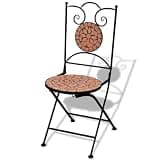 DXKDUSOKJ Mosaic Patio Chairs 2 Pack, Ceramic Seat Bistro Chairs with Powder-Coated Iron Frame, Folding Outdoor for Garden Balcony