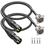 AA AUDIO ACCESSORY XLR Pass Through Cable 2ft 2 Pack, XLR Female Panel Mount to Male Adapter, Gold-Plated REAN by Neutrik, 20AWG Kevlar-Reinforced Pro Audio Cable for Patchbays Stage Boxes&Rack Panels