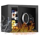 1.2 Cuft Small Safe Box for Home, Security Money Safe with Digital Keypad, Spare Keys and Removable Shelf, Personal Home Safes for Money, Jewelry, ID Documents