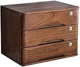 GFSGHZZ Lockable Desktop Storage Box - Wooden A4 Nizer for Office Supplies Flat File Cabinet with Drawers for Receipts & Documents Elegant Desktop Nizer Solution,E-2 Drawers