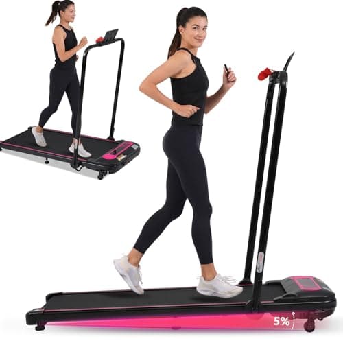 Walking Pad with 5% Incline, Under Desk Treadmill with Handle, Folding Treadmills for Office/Small Spaces,0.5-7mhp Quiet Electric Walk Pads 265lbs Mini Running Easy Storage