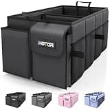 HOTOR Trunk Organizer - Car Organizer, Foldable Trunk organizer for SUVs & Sedans, Sturdy Car Organization for Car Accessories, Tools, Sundries, Black, 2 Compartments, 21.3"×12.6"×10.6"