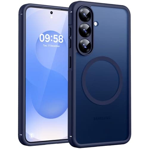 TOCOL Magnetic for Samsung Galaxy S25 Case, Upgraded Full Camera Protection, Compatible with Magsafe, Drop Protection Slime Clear Back Cover for Samsung Galaxy S25 6.2-Inch (Blue)