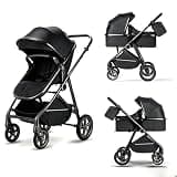 Mluck Premium High-View Baby Stroller, Foldable Pram for Newborn to Toddler, Reversible Seat and Adjustable Handlebar Stroller, Fits Ages 0-3 (Ggrey)