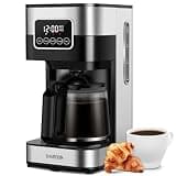 SHARDOR 10-Cup Programmable Coffee Maker, Regular & Strong Brew Drip Coffee Machine for Home and Office, Auto Shut Off, Permanent Filter, Silver