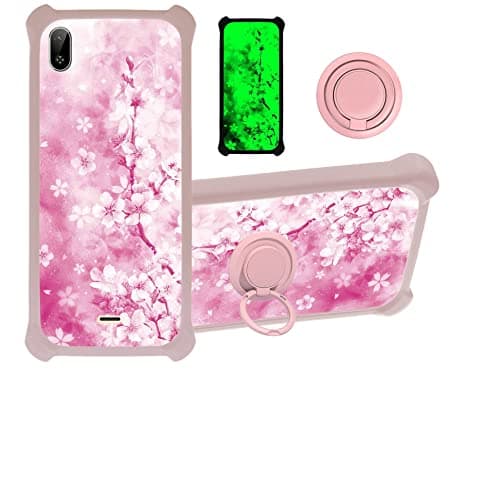Hyundai L604 Case Compatible with Hyundai L604 Phone Case Cover [with Tempered Glass Screen Protector][PC + TPU 2 in 1][Ring Support] [Luminous Effect] YGF-MH
