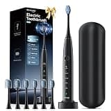 OasiSmile Sonic Electric Toothbrush, 42000 VPM Toothbrush with 6 Brush Heads & Travel Case, 5 Modes with 2 Minutes Built in Smart Timer, Wireless Charging, 100-Day Battery Life for Home Travel