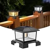 APONUO Solar Post Cap Lights – IP65 Waterproof & 2-Color Retro Edison Bulb (3000K/6500K), Adjustable Base Fits 4x4 5x5 6x6 Wood/Vinyl Posts, 10-12H Runtime for Fence Deck Patio (Black, 1 Pack)