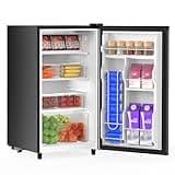 DUMOS 3.2 Cu.Ft Mini Fridge with Freezer, Single Door Refrigerator with Adjustable Thermostat, Compact Small Fridge for Bedroom, Office, Dorm, 17.72"*17.72"*31" Black