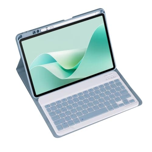 Magnetic Detachable Wireless Keyboard & Mouse Combo with Built in Pen Holder Leather Cover for Huawei MatePad 11.5-inch (2024) Tablet Keyboard Case (Blue,Normal)