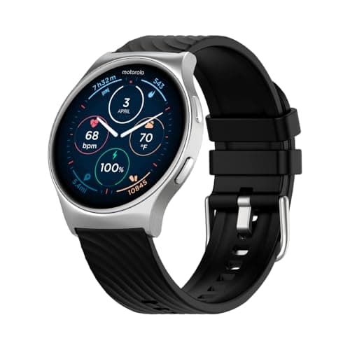 Motorola Moto Watch 120 Bluetooth Smartwatch with 10-Day Battery, Heart Rate & SpO2 Tracking, Fitness & Health Monitoring, Silver (Renewed)