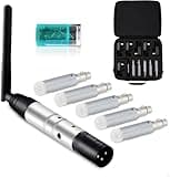 EYTSE Wireless DMX Built-in Battery, Dj 2.4G Wireless DMX Receiver DMX512 Transmitter 5 Receivers & 1 Transmitter with Bag Adapter for Led Stage Disco Party Bar Lighting