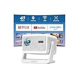[Now with Netflix & 2000ANSI] 4K Smart Projector with WiFi and Bluetooth, Auto Focus & Keystone Portable Print Server Mini Projector with Stand, Outdoor Home Theater Small Proyector for bedroom