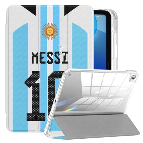 ZERMU Case for iPad Air 3rd Generation 10.5" 2019/iPad Pro 10.5 2017, Clear Mess%i Back Case Argentina #10 Miam%i Soccer Shockproof Cover [Auto Sleep/Wake] with Pencil Holder, Multi-Angle Kick Stand