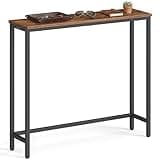 VASAGLE BARNET Collection - Console Table, Thin Narrow Entryway Doorway Table, One Piece Top, for Hallway Bedroom, Steel Frame, Modern, 1 Tier, Rustic Brown and Ink Black ULNT035KD01S