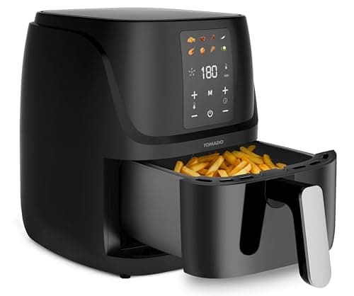 Tomado TAF3010B - Mini Airfryer 3L - Hot Air Fryer 500g Fries - Digital Display with 8 Programs - 2-200°C - Suitable for 2-3 People - Black