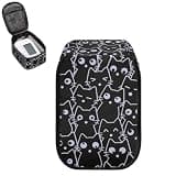Hechitok Cat Pattern Blood Pressure Monitor Storage Pouch, Anti-Dust Protective Bag with Smooth Glide Zipper, Inner Mesh Net Fits Most Standard Sizes