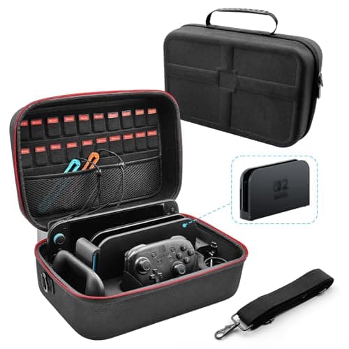 ZEYARUIBO Switch 2 Carrying Case（2025）- 20 Game Card Slots, Hard Shell Travel Case with Dock Storage, All-in-One Protection for Nintendo Switch 2 Accessories