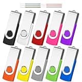 AreTop 2GB USB Flash Drive 10 Pack Pen Drive Memory Stick USB2.0 Pendrive Thumb Drives Bulk for Fold Data Storage Memoria USB (Bulk 10 PCS - Mixed Colors Black/Blue/Purple/Green/Red)
