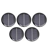 Vvikizy Round Solar Panel, 5pcs 60mm Monocrystalline Silicon Solar Cell Panels 0.28W, with High Conversion Rate for DIY Chargers Small Electronic Devices