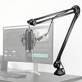 ElaraBerry Microphone Boom Arm, Adjustable Height Overhead Microphone Stand, Stick Mic Arm Stand with Desk Mount Clamp for Podcast Streaming Gaming Studio Recording Home Office