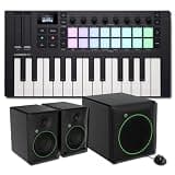 Novation Launchkey Mini 25 MK4 MIDI Controller Bundle with Mackie CR5BT 5.25-Inch Monitors and CR8SBT 8-Inch Subwoofer — True 2.1 Bluetooth Studio for Music Production, Beat Making, Home Studio