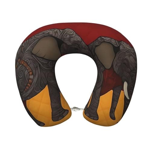 Retro African Elephant Travel Pillow Super Lightweight Portable Memory Foam U Shaped Neck Pillows Detachable