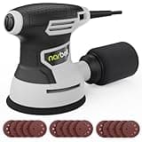 NARBELL Orbital Sander 3.0AMP(360W),14000RPM Random Orbit Sander Tool with 6 Variable Speeds, 5" Electric Palm Sander Kit with Dust Bag,15pcs Sandpapers for Woodworking & Sanding, Light Gray