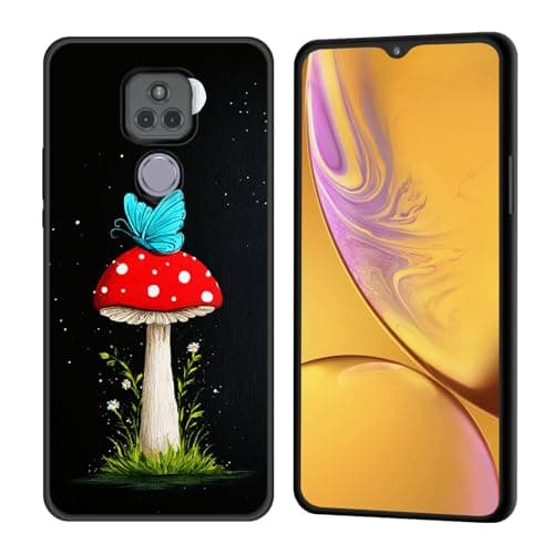 KJFHDJFDH for Moto G Play 2021 Case,Premium Soft Silicone Rubber Anti-Scratch Shockproof Full-Body Protective Bumper Case Cover for Motorola Moto G Play 2021, Butterfly on Mushroom