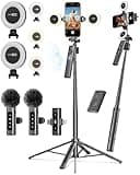 USKEYVISION Vlogging Kit for iPhone&Android,Content Creator Essentials,YouTube Starter Kit w/Wireless Microphone&Remote,68” Auto Face Tracking Tripod for iPhone w/Light for TikTok Video Recording