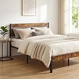 Bellogoo Queen Size Bed Frame with Headboard, Modern Metal Platform Bed, Rust Brown Powder Coat, No Box Spring Needed, 800LBS Capacity