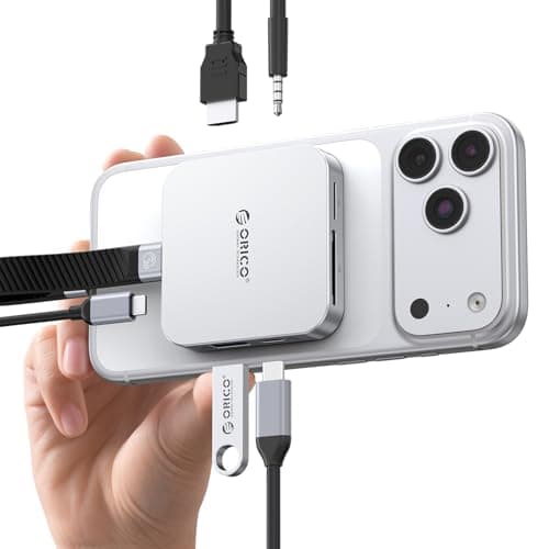 ORICO 10Gbps Magnetic M.2 Docking Station, 8-in-1 USB C HUB & M.2 2230 NVMe Enclosure with HDMI 4K@60Hz,SD/TF, USB-A&C 3.2, 100W PD, AUX, USBC Dock for iPhone 17/16/15 Pro/Pro Max